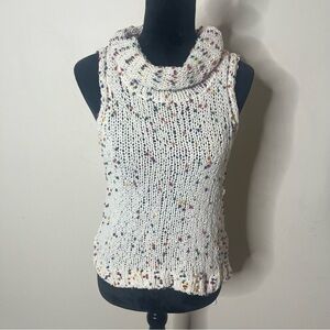 The‎ Impeccable Pig Cream Speckled Knit Cowl Neck Sleeveless Sweater Vest Sz M